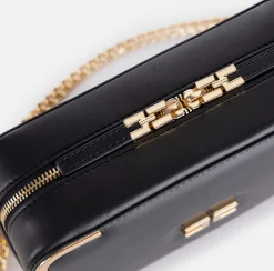 Borse A Tracolla|Elisabetta Franchi Borsa a tracolla in materiale effetto pelle con angoli in metallo Nero