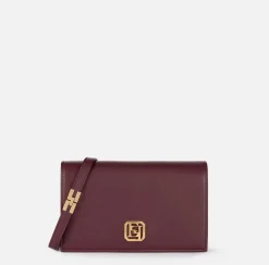 Borse A Tracolla|Elisabetta Franchi Borsa a tracolla in nappa con placca logo RougeNoir