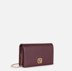 Borse A Tracolla|Elisabetta Franchi Borsa a tracolla in nappa con placca logo RougeNoir