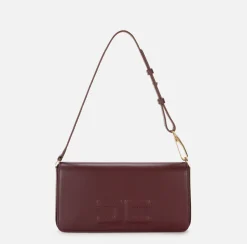 Borse A Spalla|Elisabetta Franchi Borsa a tracolla in pelle con logo embossed RougeNoir