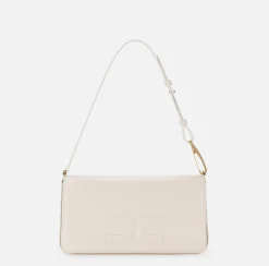 Borse A Spalla|Elisabetta Franchi Borsa a tracolla in pelle con logo embossed Burro