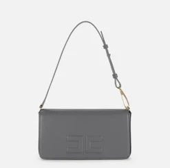 Borse A Spalla|Elisabetta Franchi Borsa a tracolla in pelle con logo embossed Steel