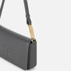 Borse A Spalla|Elisabetta Franchi Borsa a tracolla in pelle con logo embossed Steel