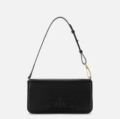Borse A Spalla|Elisabetta Franchi Borsa a tracolla in pelle con logo embossed Nero
