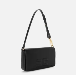 Borse A Spalla|Elisabetta Franchi Borsa a tracolla in pelle con logo embossed Nero