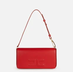 Borse A Spalla|Elisabetta Franchi Borsa a tracolla in pelle con logo embossed RedPassion