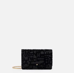 Borse A Tracolla|Elisabetta Franchi Borsa a tracolla in raso lettering Nero