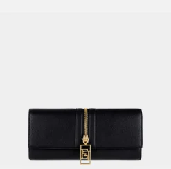 Clutch|Elisabetta Franchi Borsa baguette in materiale effetto pelle con zip Nero