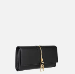 Clutch|Elisabetta Franchi Borsa baguette in materiale effetto pelle con zip Nero