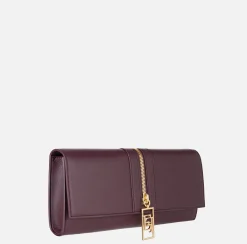 Clutch|Elisabetta Franchi Borsa baguette in materiale effetto pelle con zip RougeNoir