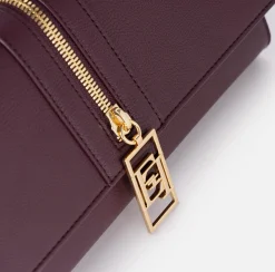 Clutch|Elisabetta Franchi Borsa baguette in materiale effetto pelle con zip RougeNoir