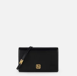 Borse A Tracolla|Elisabetta Franchi Borsa baguette in nappa con placca logo Nero