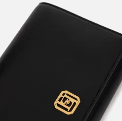 Borse A Tracolla|Elisabetta Franchi Borsa baguette in nappa con placca logo Nero