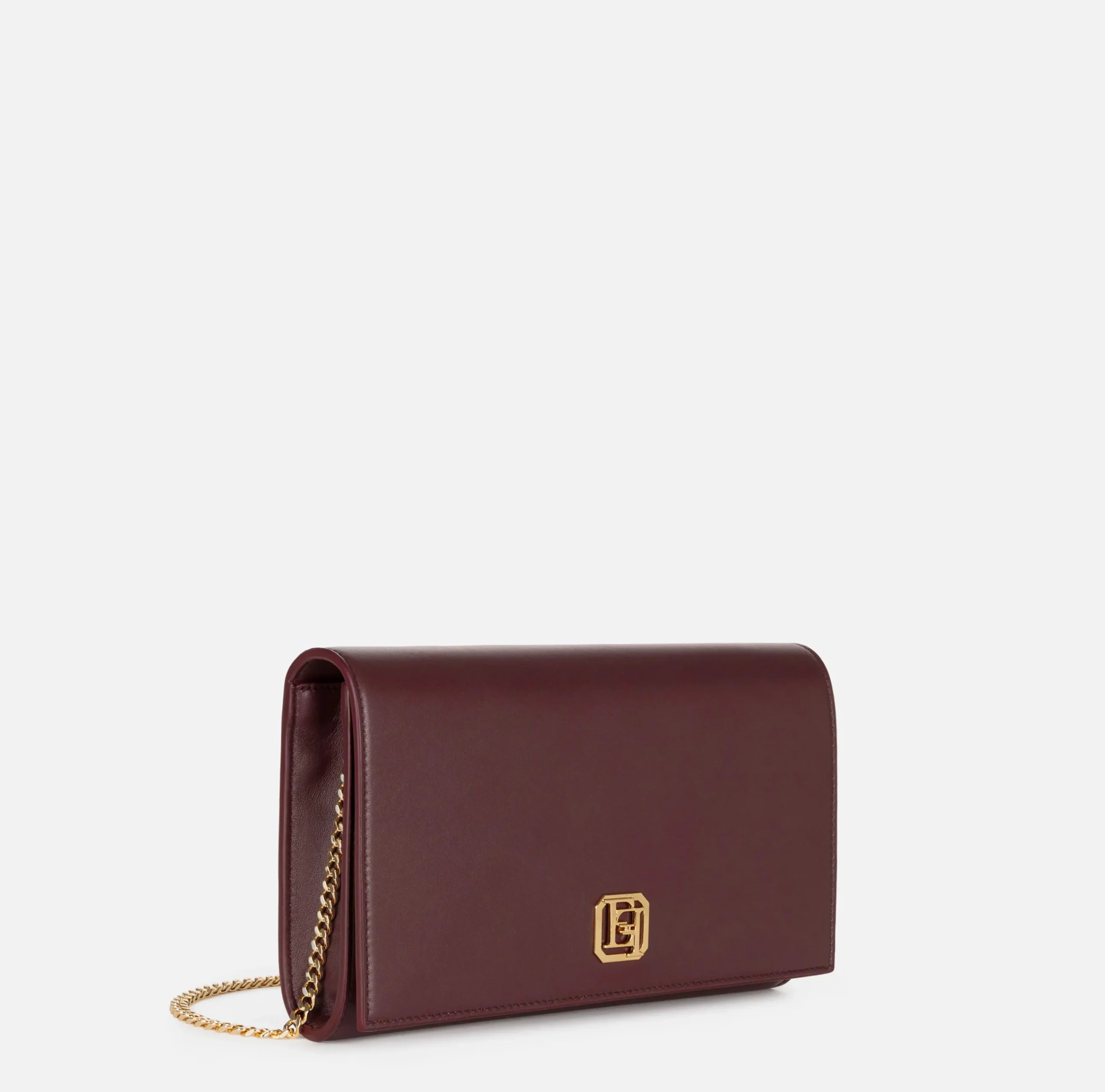 Borse A Tracolla|Elisabetta Franchi Borsa baguette in nappa con placca logo RougeNoir