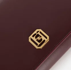 Borse A Tracolla|Elisabetta Franchi Borsa baguette in nappa con placca logo RougeNoir