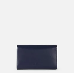 Borse A Tracolla|Elisabetta Franchi Borsa baguette in nappa con placca logo Navy