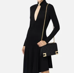 Borse A Tracolla|Elisabetta Franchi Borsa grande matelassé con tracolla Nero