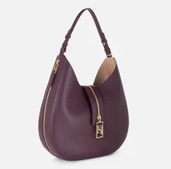 Borse A Spalla|Elisabetta Franchi Borsa hobo grande in materiale effetto pelle con zip RougeNoir