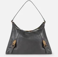 Borse A Spalla|Elisabetta Franchi Borsa hobo in nappa lucida Steel
