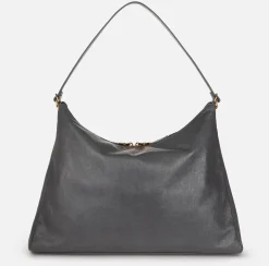Borse A Spalla|Elisabetta Franchi Borsa hobo in nappa lucida Steel