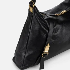 Borse A Spalla|Elisabetta Franchi Borsa hobo in nappa lucida Nero