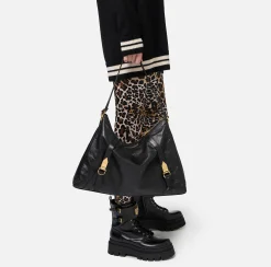 Borse A Spalla|Elisabetta Franchi Borsa hobo in nappa lucida Nero