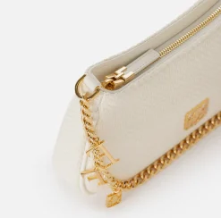 Borse A Spalla|Elisabetta Franchi Borsa hobo in tessuto con tracolla charms Avorio