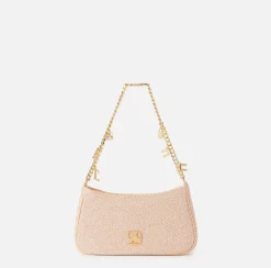 Borse A Spalla|Elisabetta Franchi Borsa hobo in tessuto con tracolla charms PeachRose