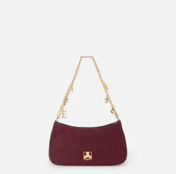 Borse A Spalla|Elisabetta Franchi Borsa hobo in tessuto con tracolla charms RougeNoir