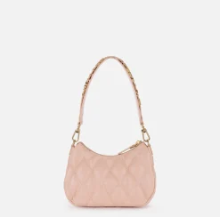 Borse A Spalla|Elisabetta Franchi Borsa hobo in tessuto embossed con lettering Carne