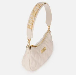 Borse A Spalla|Elisabetta Franchi Borsa hobo in tessuto embossed con lettering Lattice