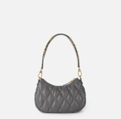Borse A Spalla|Elisabetta Franchi Borsa hobo in tessuto embossed con lettering Steel