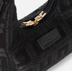 Borse A Mano|Elisabetta Franchi Borsa hobo in tessuto jacquard Nero