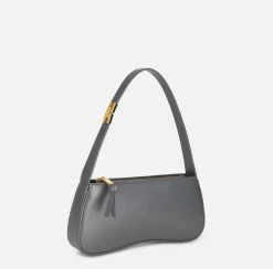 Borse A Spalla|Elisabetta Franchi Borsa hobo media in nappa lucida Steel