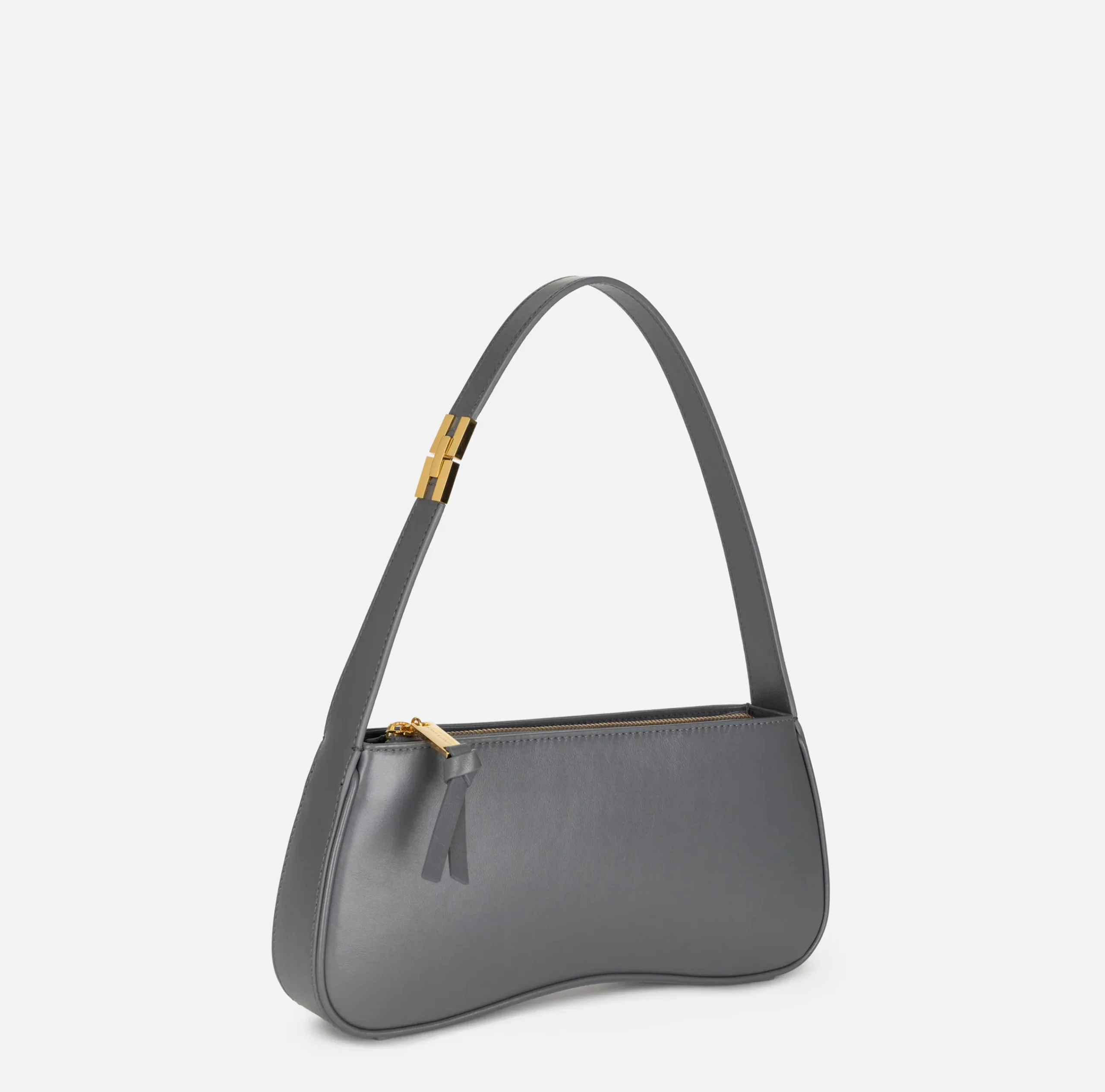 Borse A Spalla|Elisabetta Franchi Borsa hobo media in nappa lucida Steel