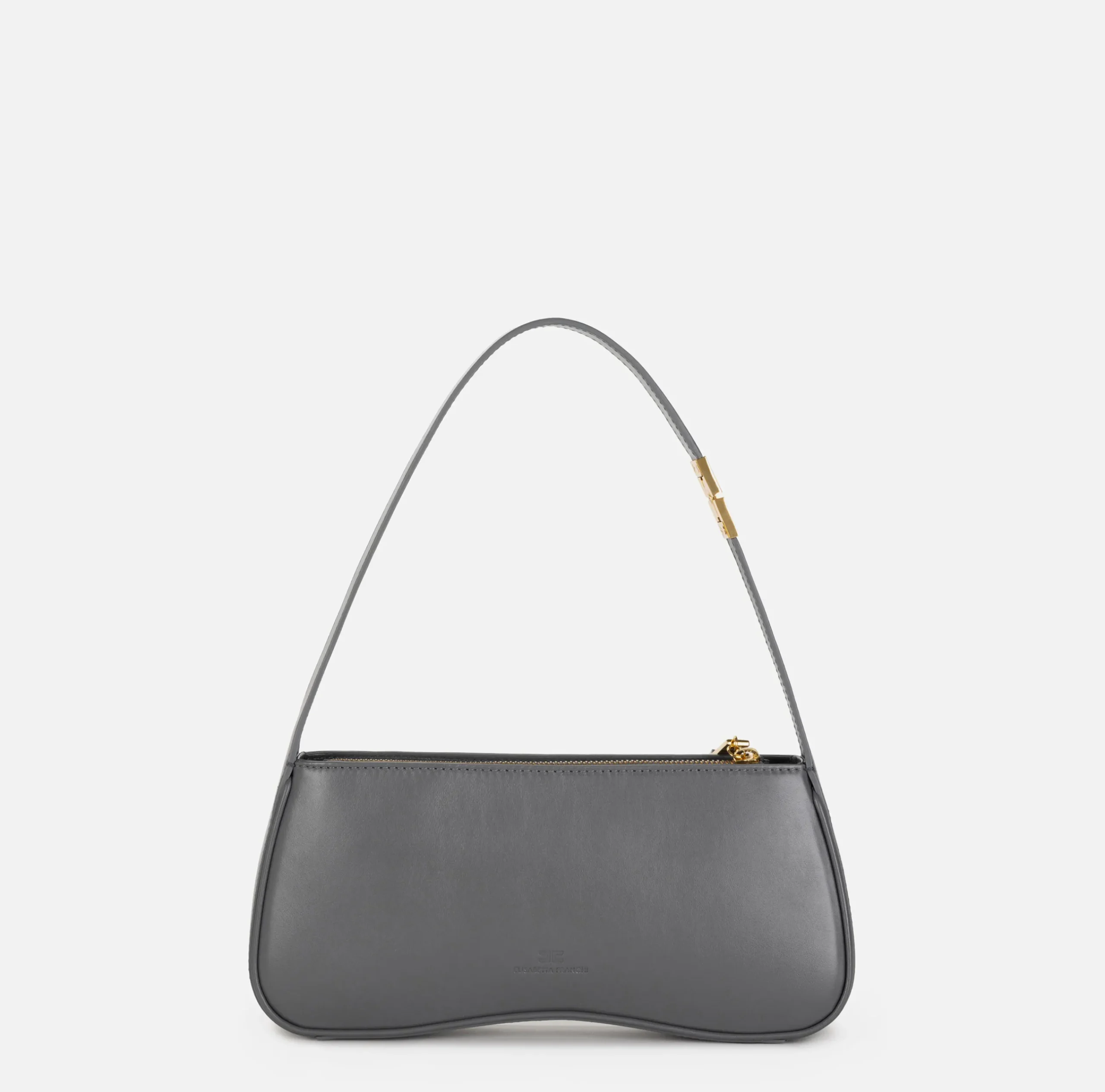 Borse A Spalla|Elisabetta Franchi Borsa hobo media in nappa lucida Steel