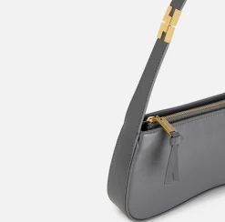 Borse A Spalla|Elisabetta Franchi Borsa hobo media in nappa lucida Steel