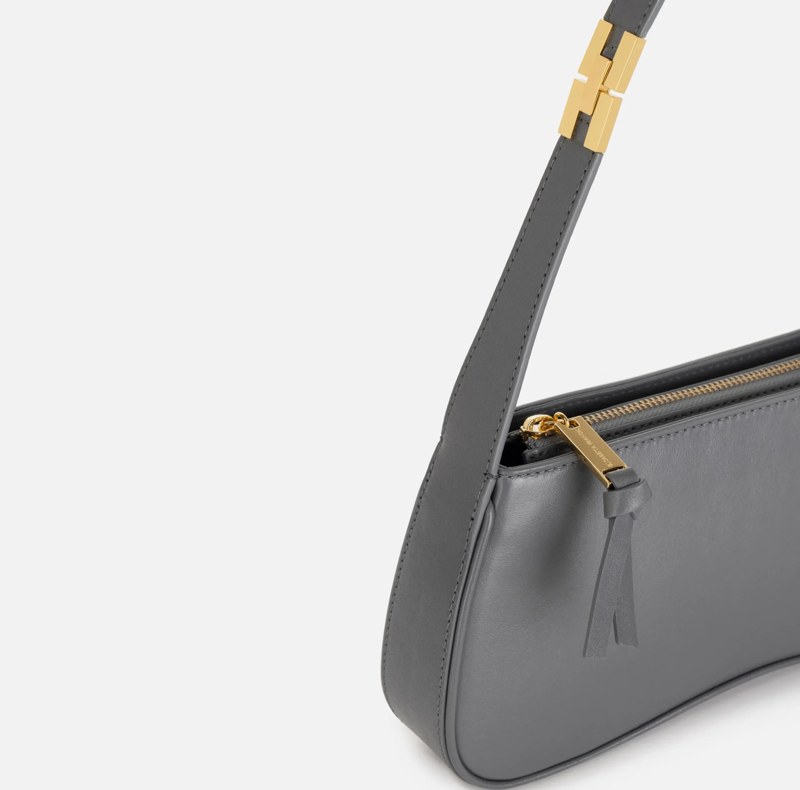 Borse A Spalla|Elisabetta Franchi Borsa hobo media in nappa lucida Steel