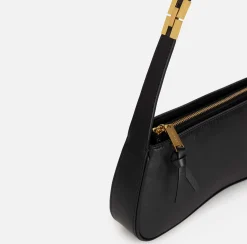 Borse A Spalla|Elisabetta Franchi Borsa hobo media in nappa lucida Nero