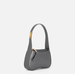 Borse A Spalla|Elisabetta Franchi Borsa hobo mini in nappa lucida Steel