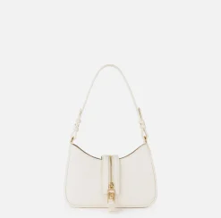 Borse A Spalla|Elisabetta Franchi Borsa hobo piccola in materiale effetto pelle con zip Burro