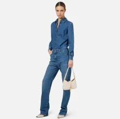 Borse A Spalla|Elisabetta Franchi Borsa hobo piccola in materiale effetto pelle con zip Burro