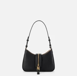 Borse A Spalla|Elisabetta Franchi Borsa hobo piccola in materiale effetto pelle con zip Nero