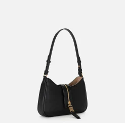 Borse A Spalla|Elisabetta Franchi Borsa hobo piccola in materiale effetto pelle con zip Nero