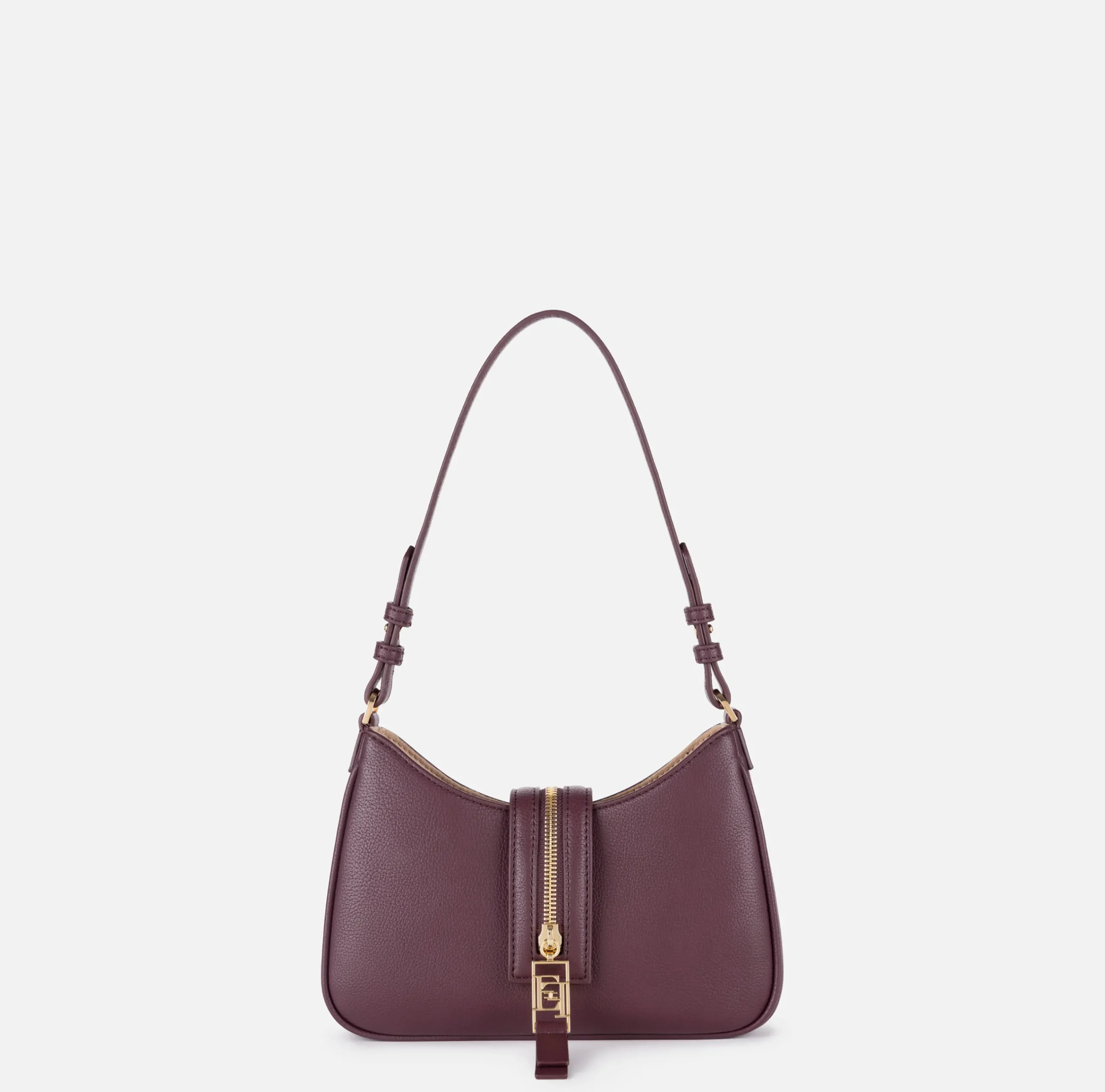 Borse A Spalla|Elisabetta Franchi Borsa hobo piccola in materiale effetto pelle con zip RougeNoir