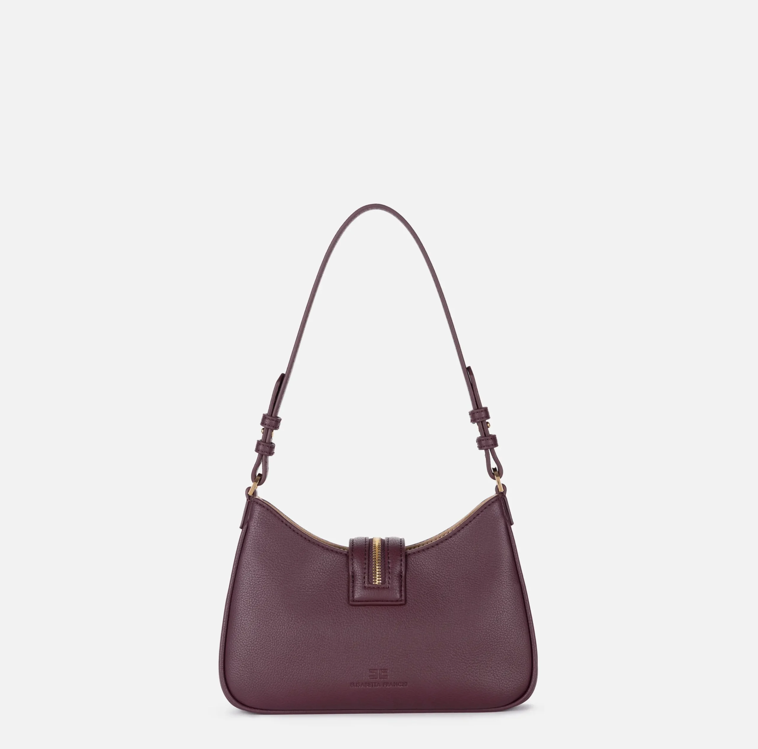 Borse A Spalla|Elisabetta Franchi Borsa hobo piccola in materiale effetto pelle con zip RougeNoir