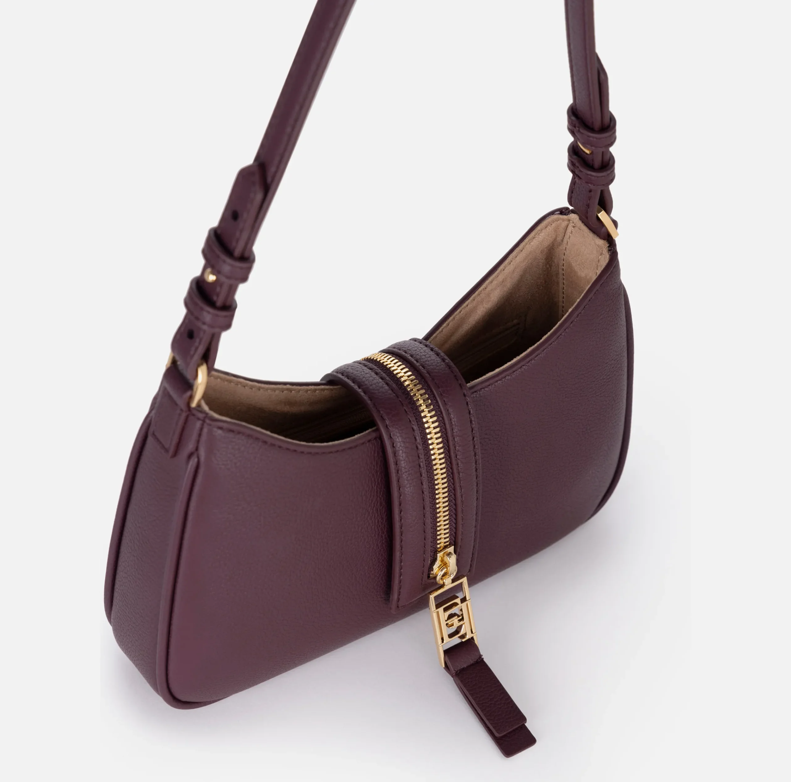 Borse A Spalla|Elisabetta Franchi Borsa hobo piccola in materiale effetto pelle con zip RougeNoir