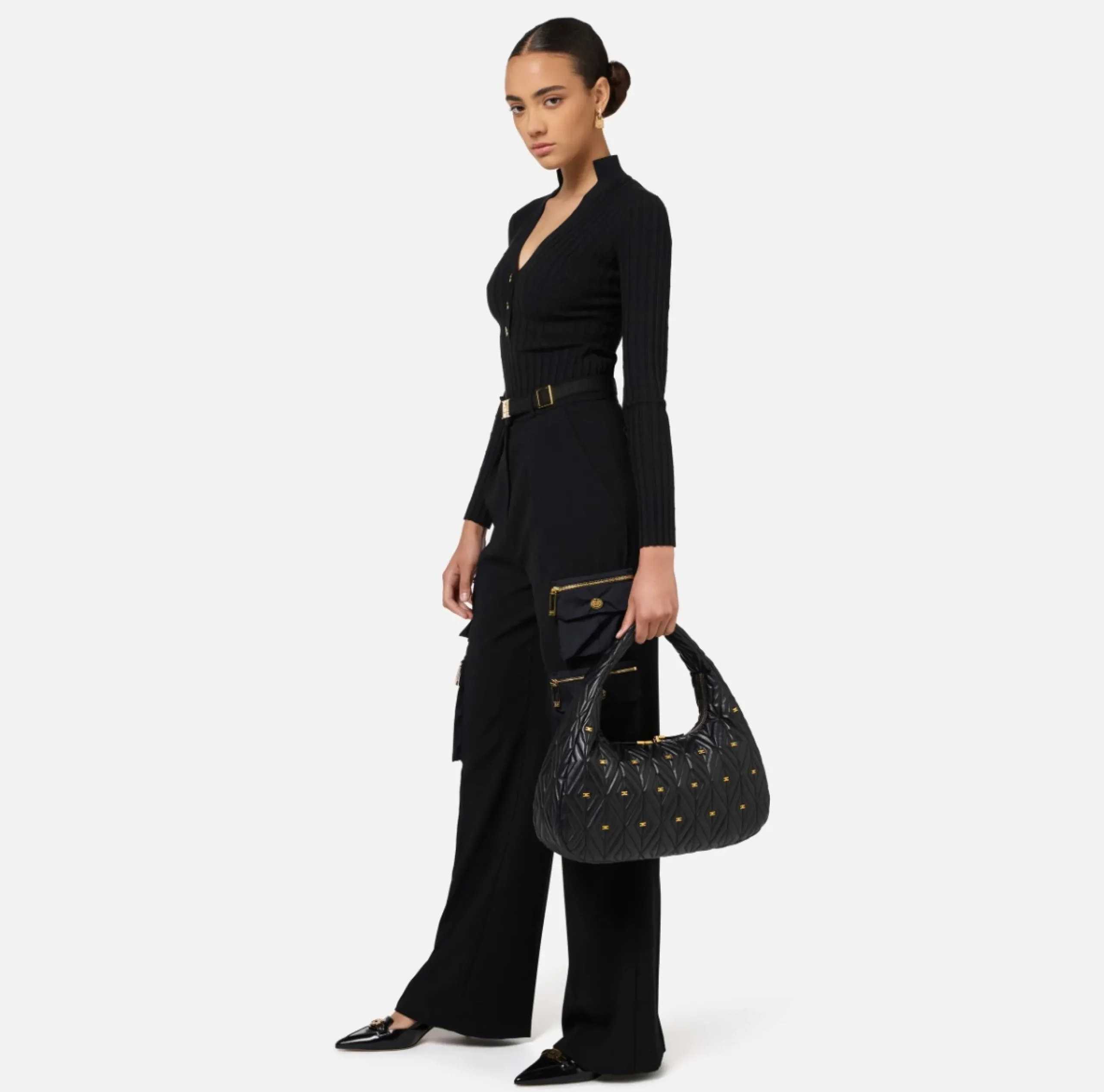 Borse A Spalla|Elisabetta Franchi Borsa Hobo Étoile Grande Nero