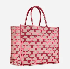 Borse A Mano|Elisabetta Franchi Borsa Monogram Grande Burro/Rosso