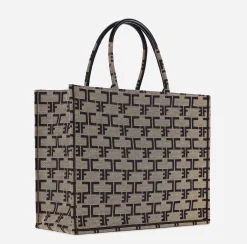 Borse A Mano|Elisabetta Franchi Borsa Monogram Grande Liquirizia/Nero